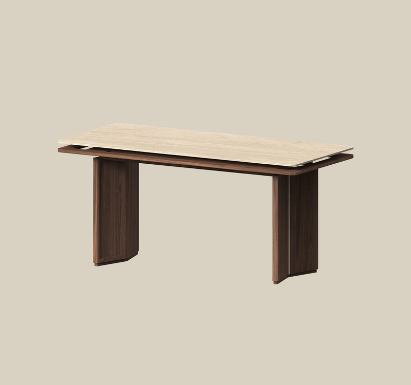 Japandi Walnut Wood Sintered Stone Dining Table STRATON More Details and Instruction_3