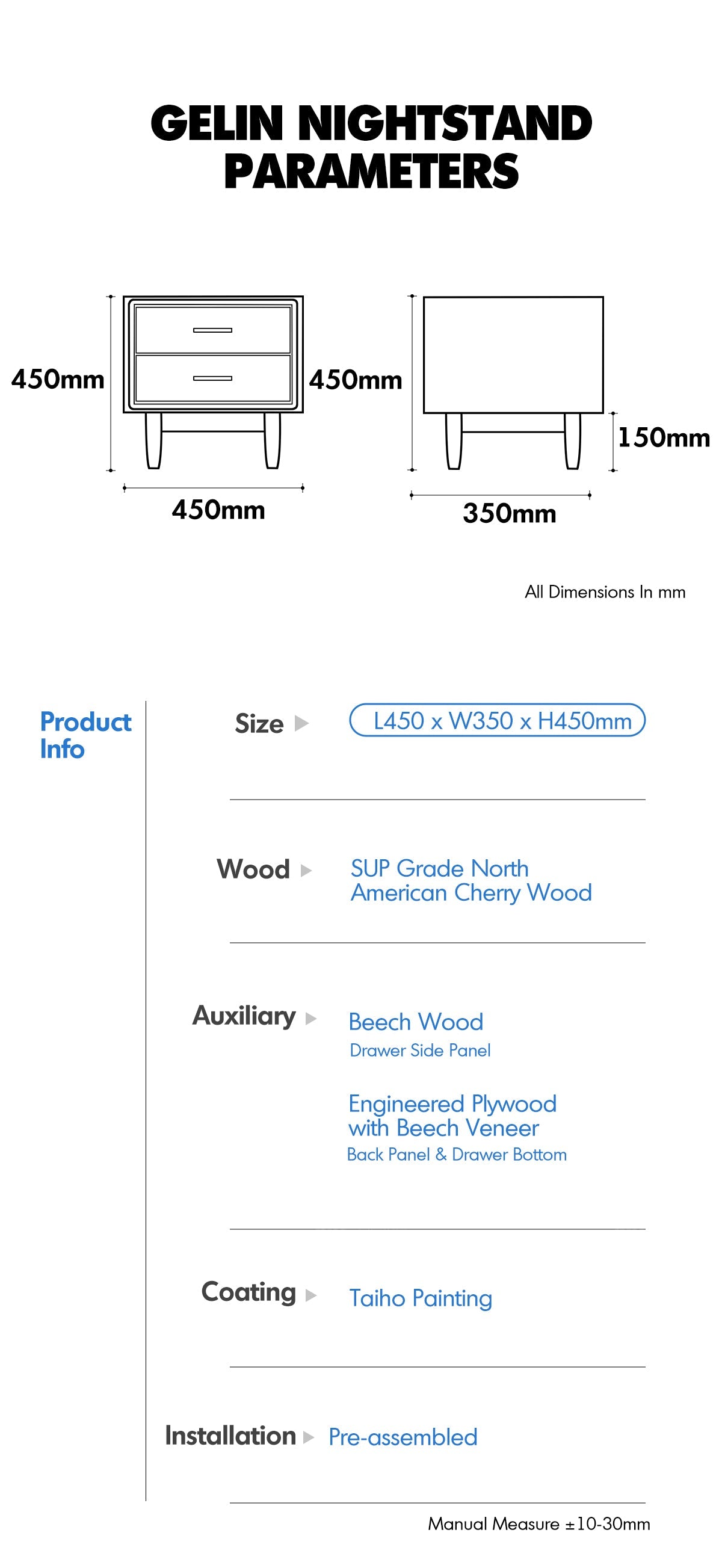 Scandinavian Cherry Wood Side Table GREEN More Details and Instruction_5