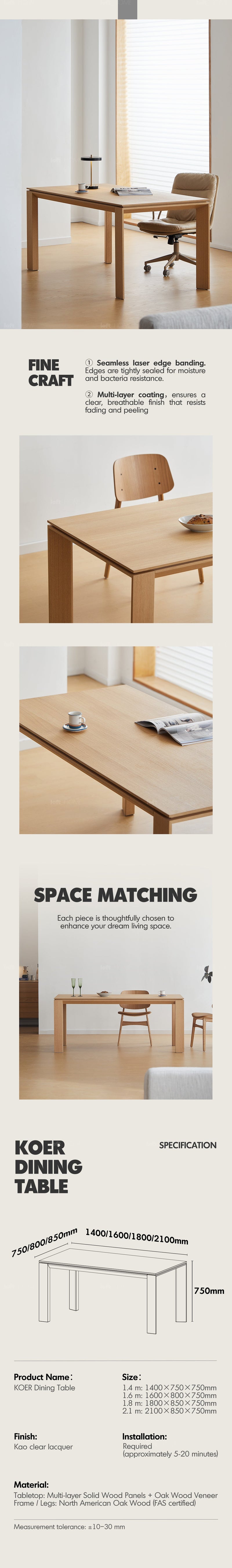 Minimalist Oak Wood Veneer Plywood Dining Table HORIZON More Details and Instruction_3