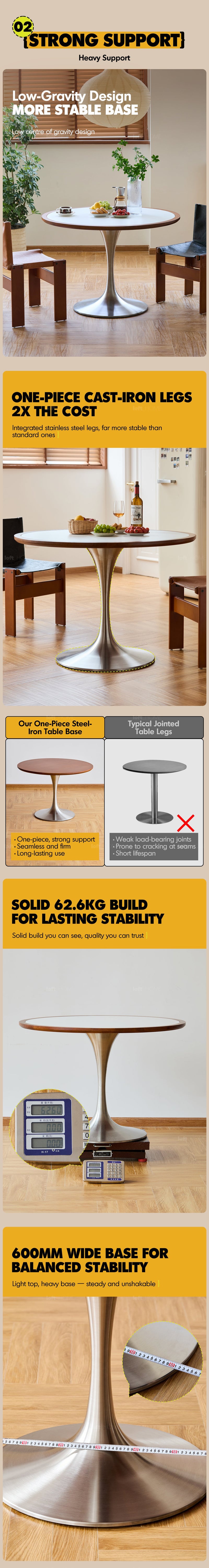 Bauhaus Sintered Stone Stainless Steel Round Dining Table TULIP More Details and Instruction_3