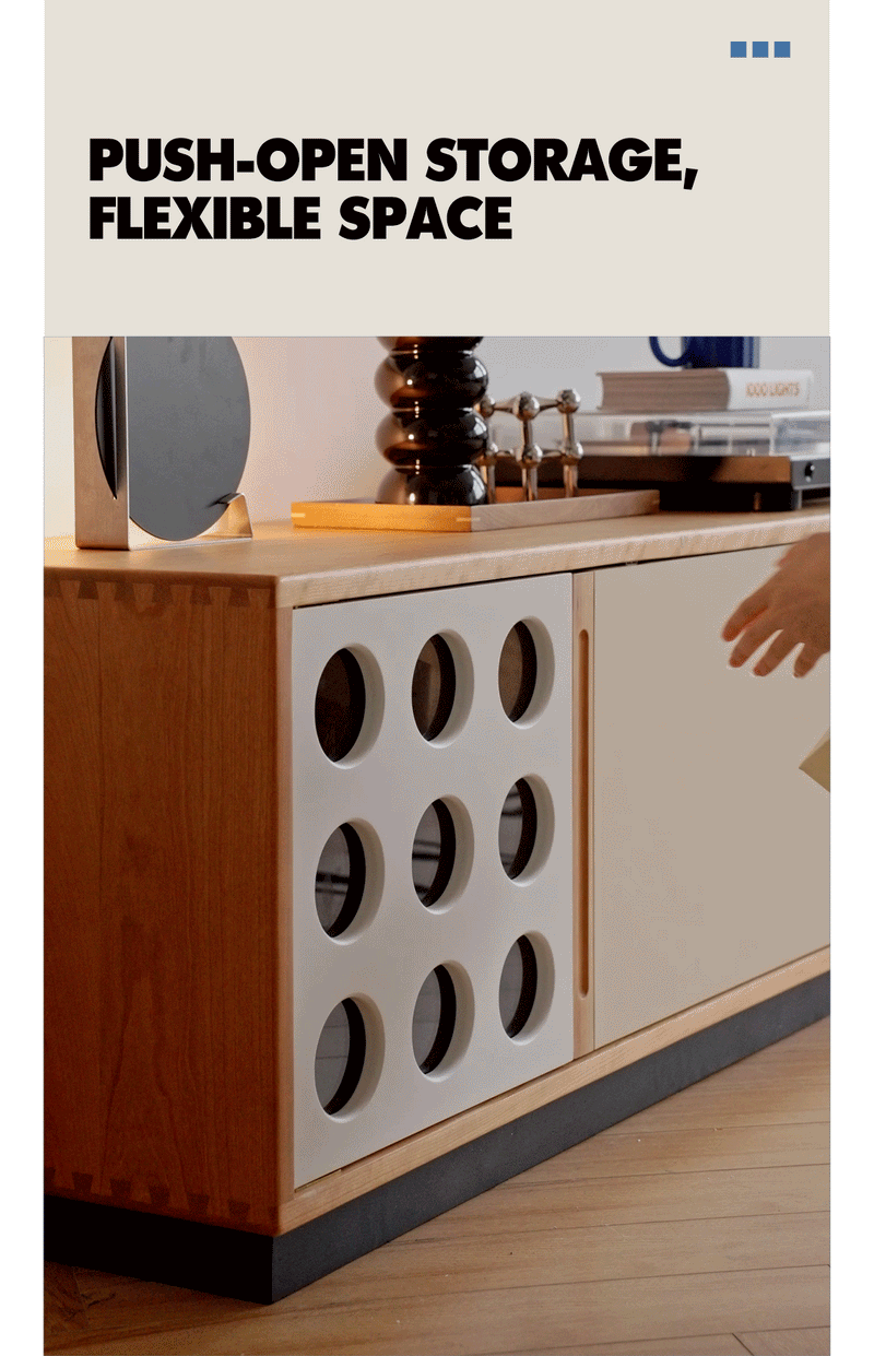Scandinavian Cherry Wood Sliding Door TV Console TIMELESS More Details and Instruction_4