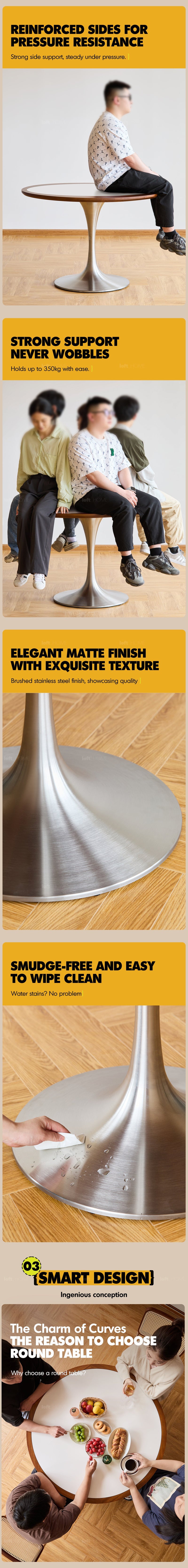 Bauhaus Sintered Stone Stainless Steel Round Dining Table TULIP More Details and Instruction_4