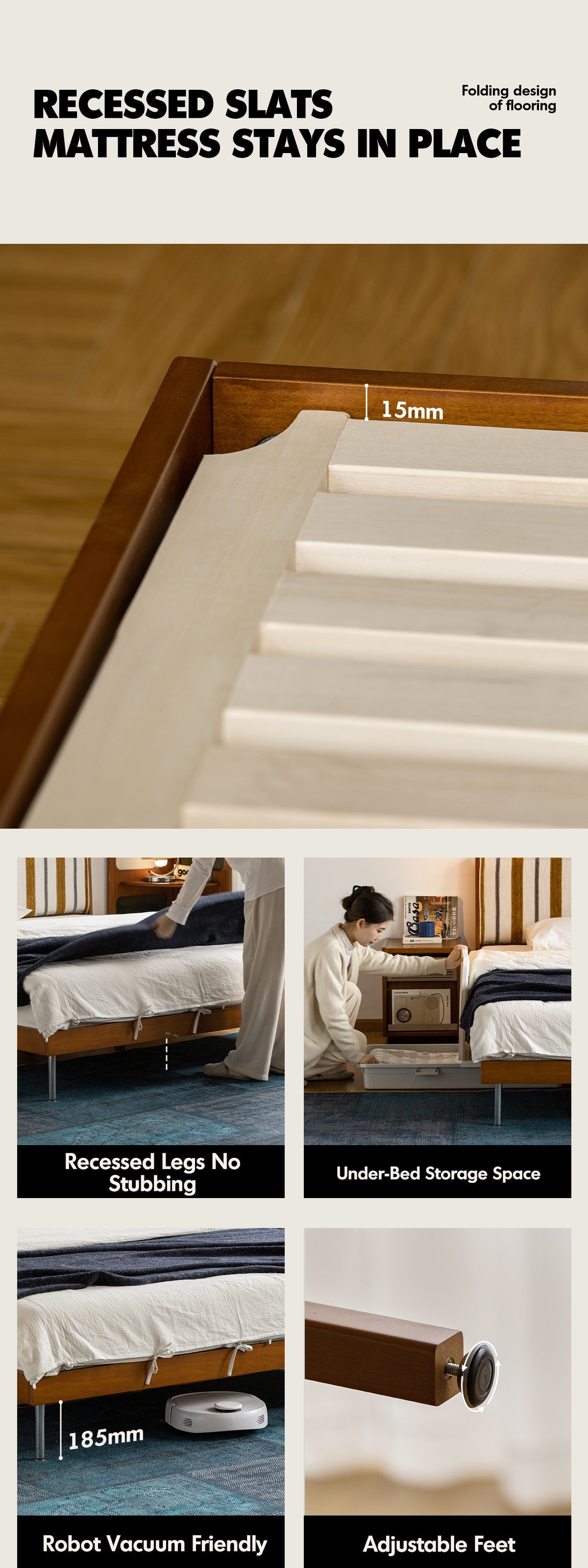 Bauhaus Mixed Weave Fabric Boxwood Bed Frame NICE More Details and Instruction_6