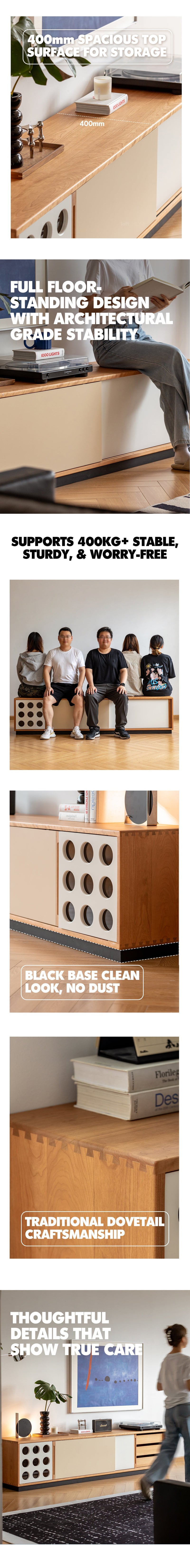 Scandinavian Cherry Wood Sliding Door TV Console TIMELESS More Details and Instruction_5