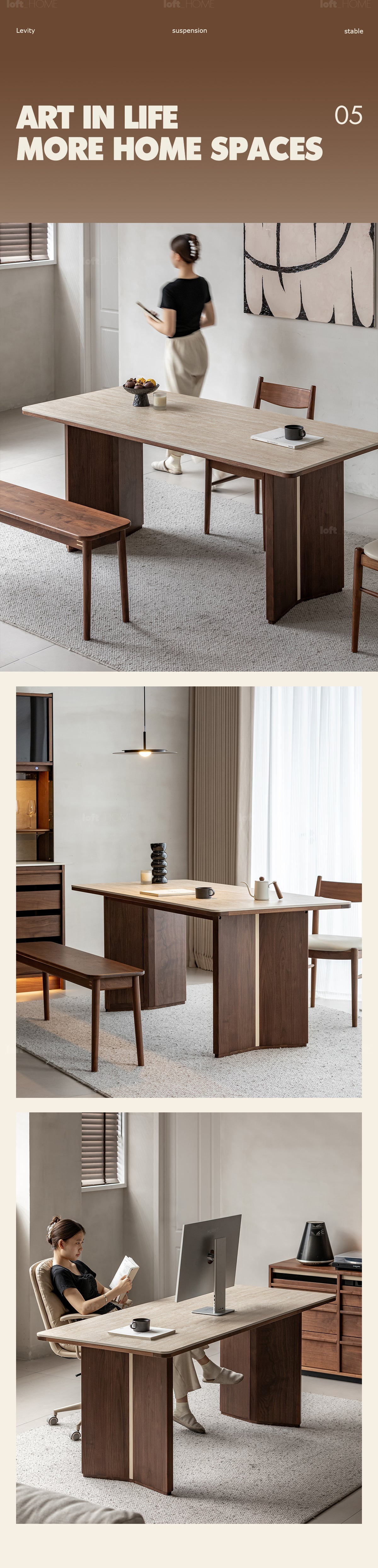 Japandi Walnut Wood Sintered Stone Dining Table STRATON More Details and Instruction_5