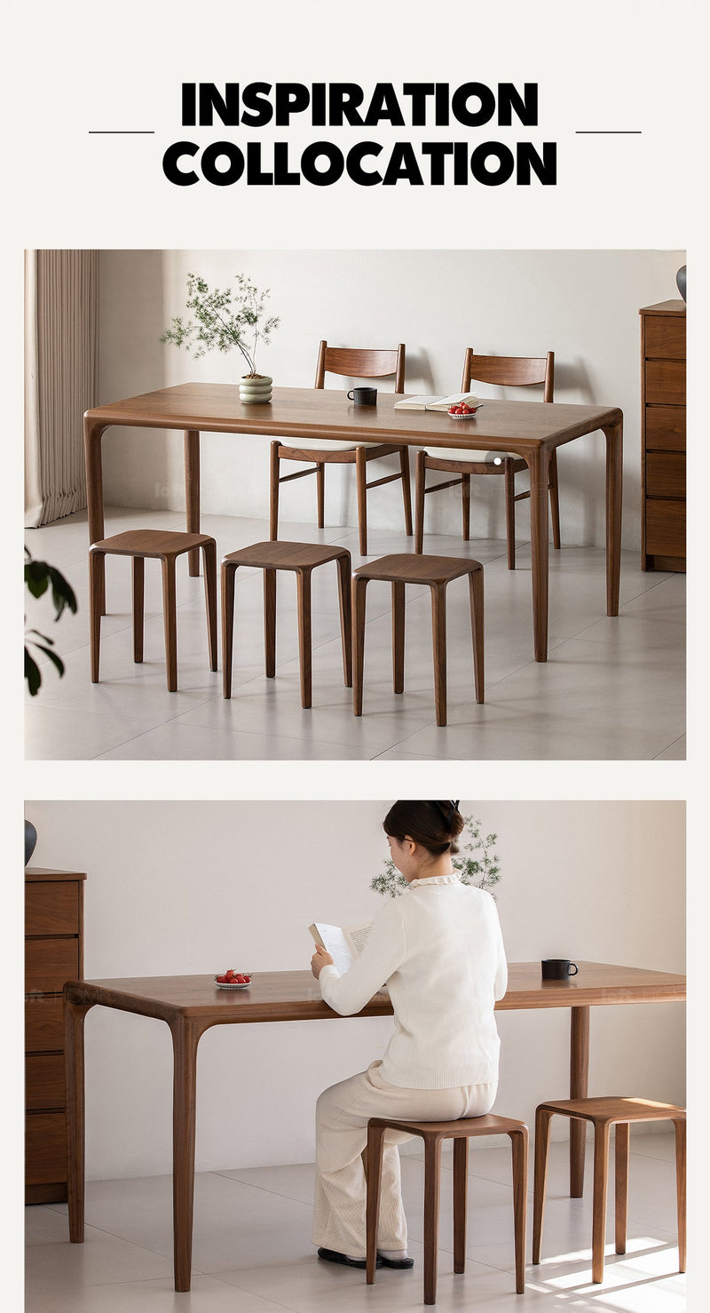 Japandi Walnut Wood Stool CONTI More Details and Instruction_5