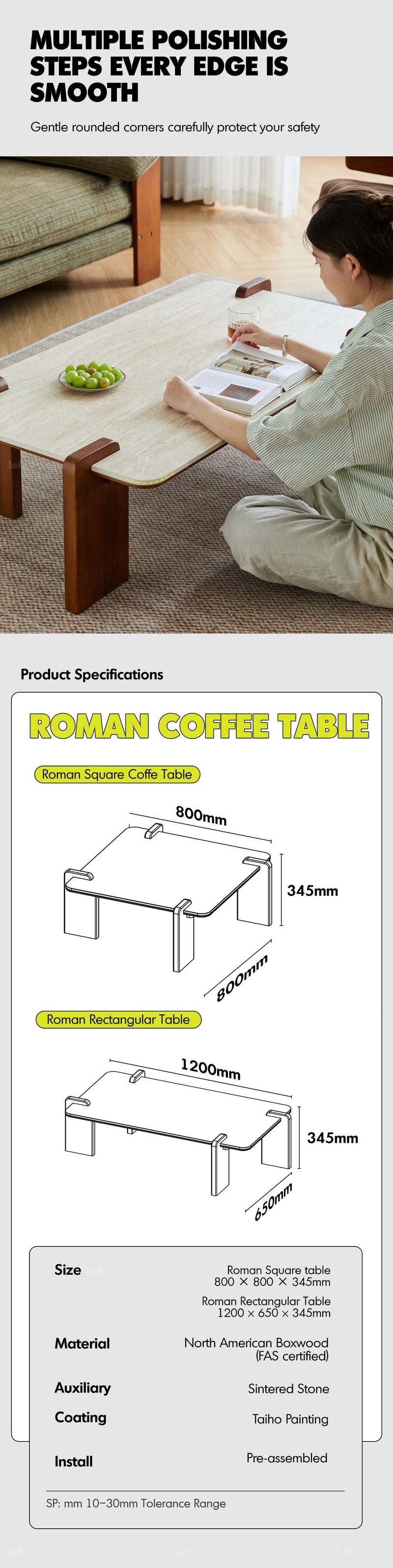 Vintage Sintered Stone Coffee Table ROMA More Details and Instruction_5
