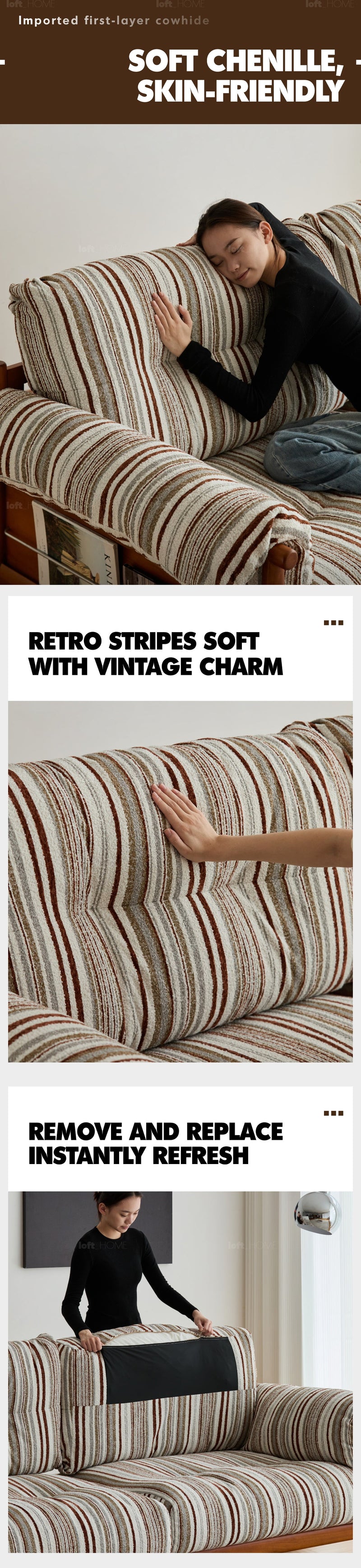Bauhaus Chenille Velvet Fabric Boxwood 3 Seater Sofa OPEN BACKED More Details and Instruction_6