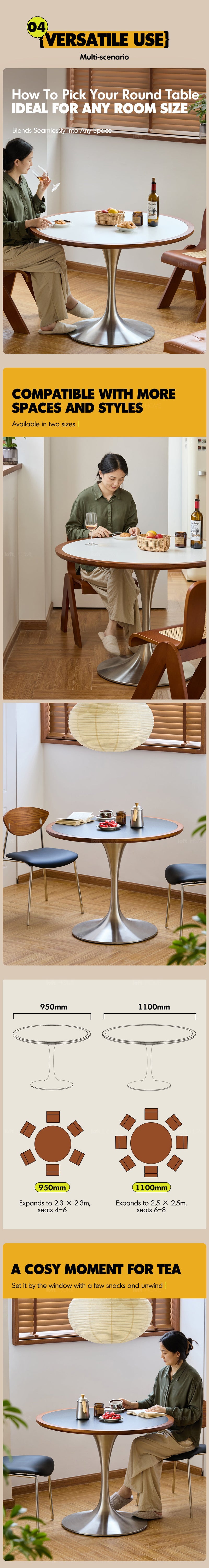 Bauhaus Sintered Stone Stainless Steel Round Dining Table TULIP More Details and Instruction_6