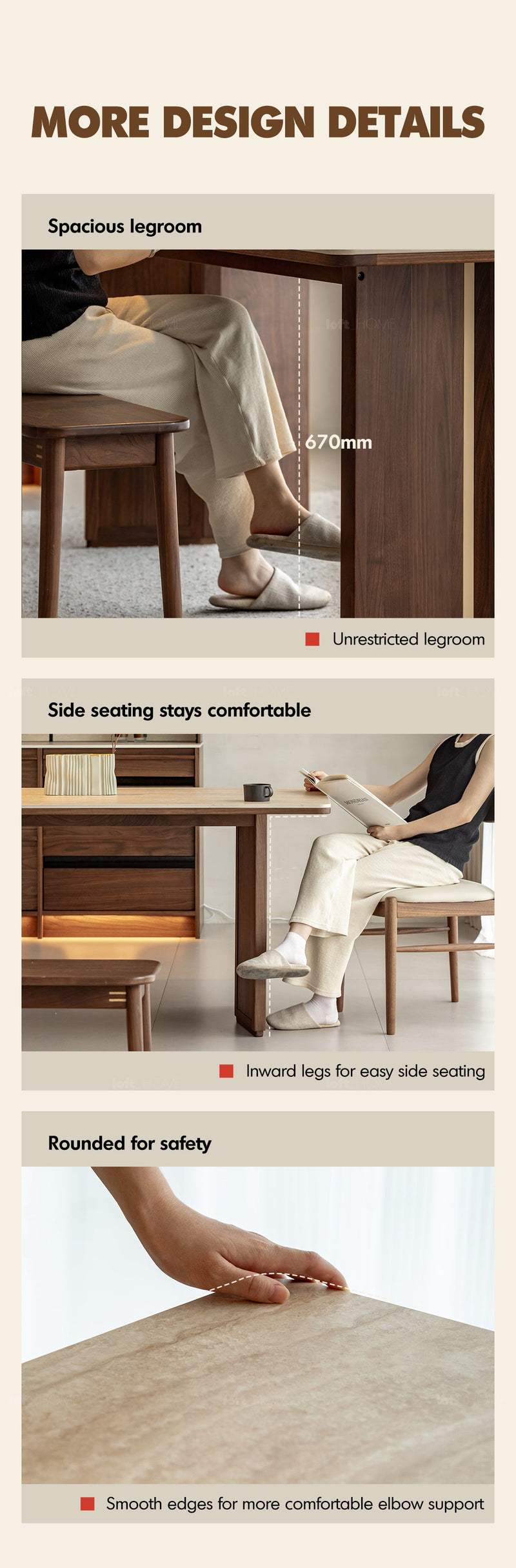 Japandi Walnut Wood Sintered Stone Dining Table STRATON More Details and Instruction_6