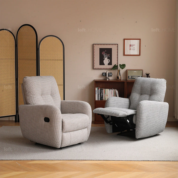 Cream Cotton Fabric Recliner 1 Seater Sofa LIBERTY