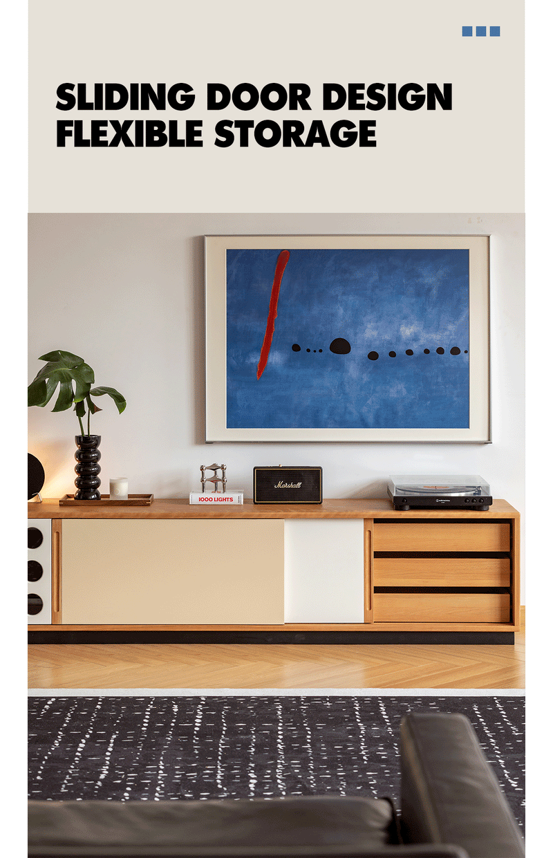 Scandinavian Cherry Wood Sliding Door TV Console TIMELESS More Details and Instruction_6
