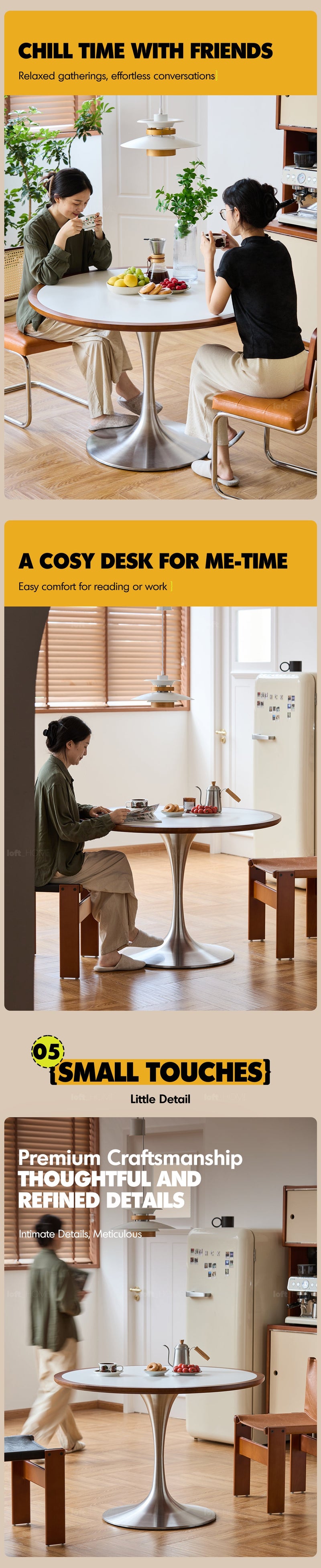 Bauhaus Sintered Stone Stainless Steel Round Dining Table TULIP More Details and Instruction_7
