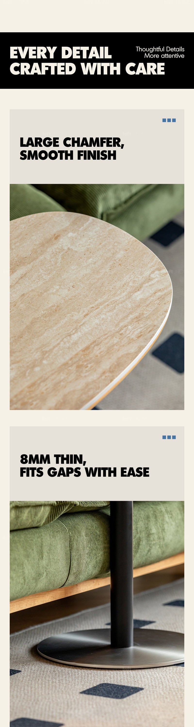 Scandinavian Sintered Stone Cherry Wood Height Adjustable Side Table ROMAN More Details and Instruction_7