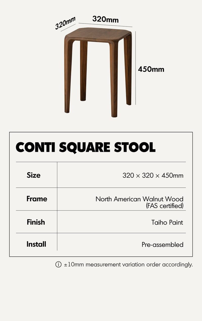 Japandi Walnut Wood Stool CONTI More Details and Instruction_7