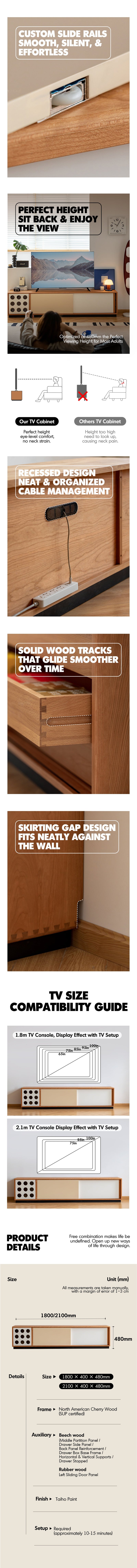 Scandinavian Cherry Wood Sliding Door TV Console TIMELESS More Details and Instruction_7