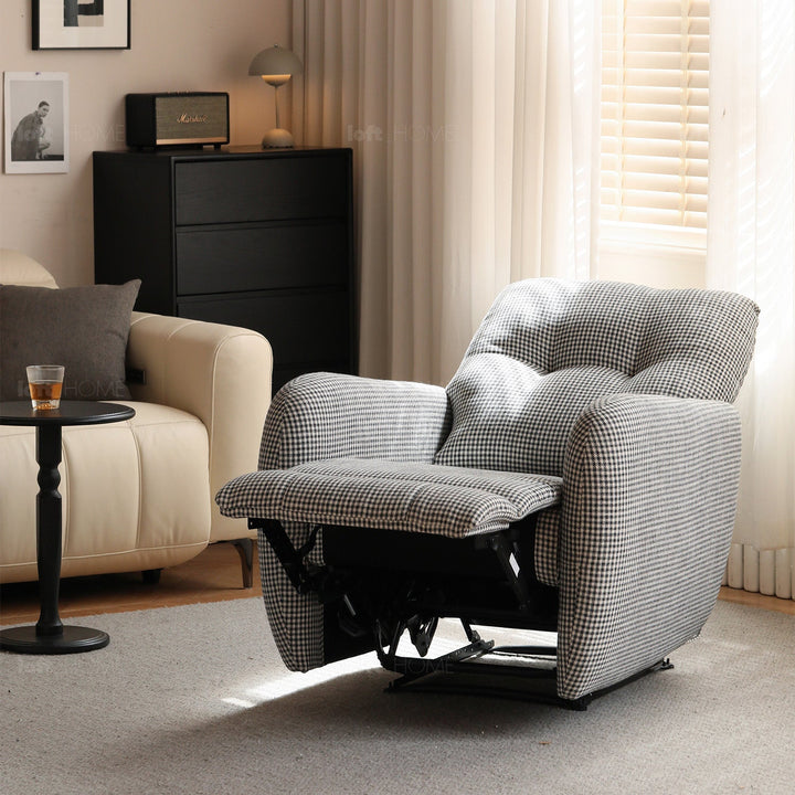 Cream Cotton Fabric Recliner 1 Seater Sofa LIBERTY