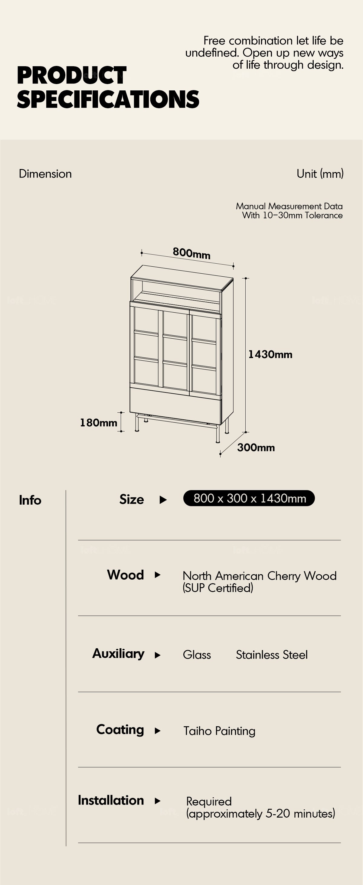 Bauhaus Cherry Wood Display Cabinet TIME More Details and Instruction_9