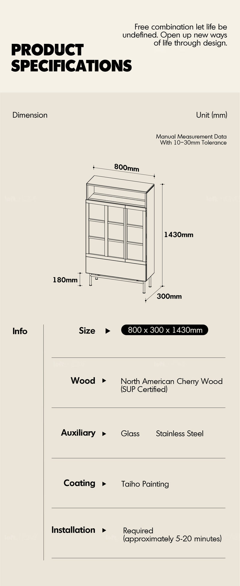 Bauhaus Cherry Wood Display Cabinet TIME More Details and Instruction_9