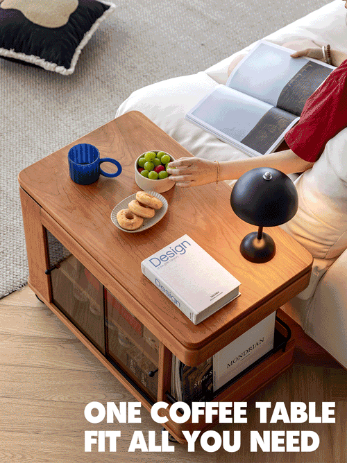 Scandinavian Cherry Wood Wheeled Trolley Side Table DRIFT Good to Know Preview-2