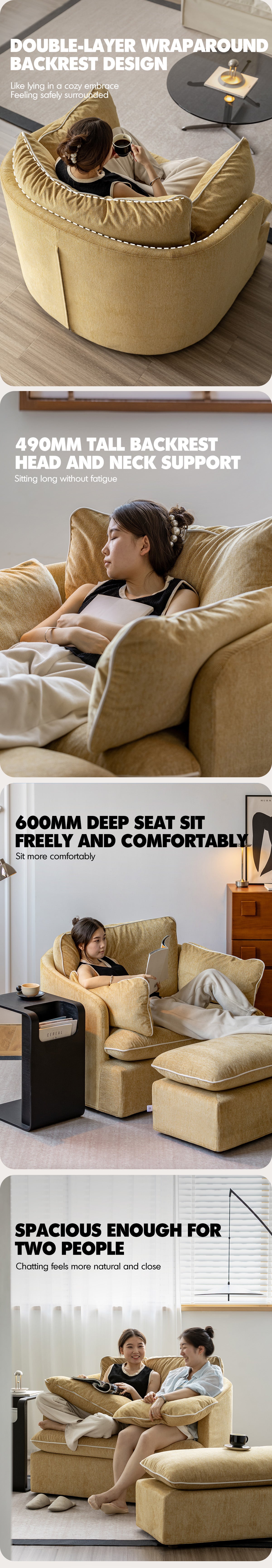 Scandinavian Chenille Velvet Fabric 1 Seater Sofa MIRA More Details and Instruction_3