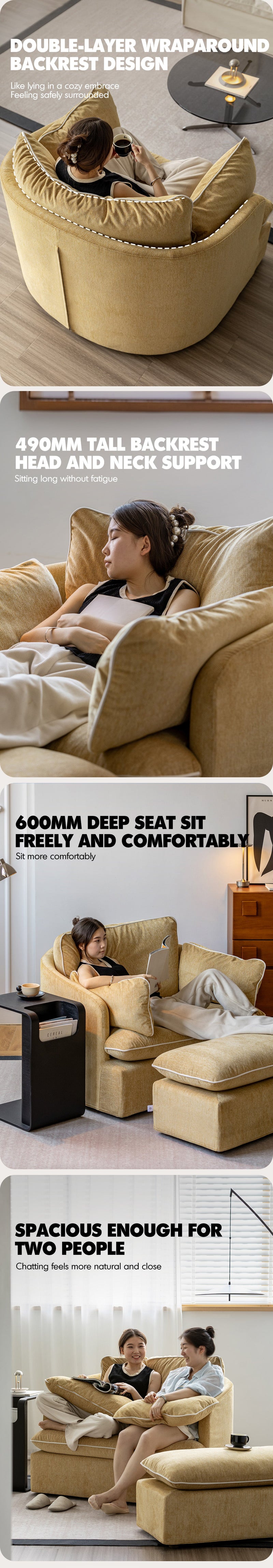 Scandinavian Chenille Velvet Fabric 1 Seater Sofa MIRA More Details and Instruction_3