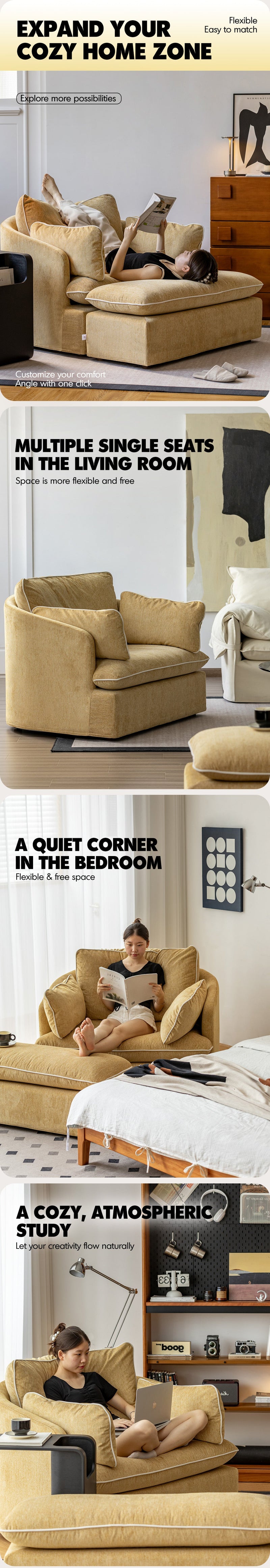 Scandinavian Chenille Velvet Fabric 1 Seater Sofa MIRA More Details and Instruction_6