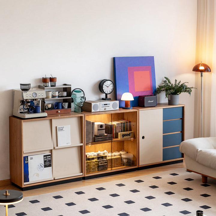 Scandinavian Cherry Wood Modular Cabinet TIME