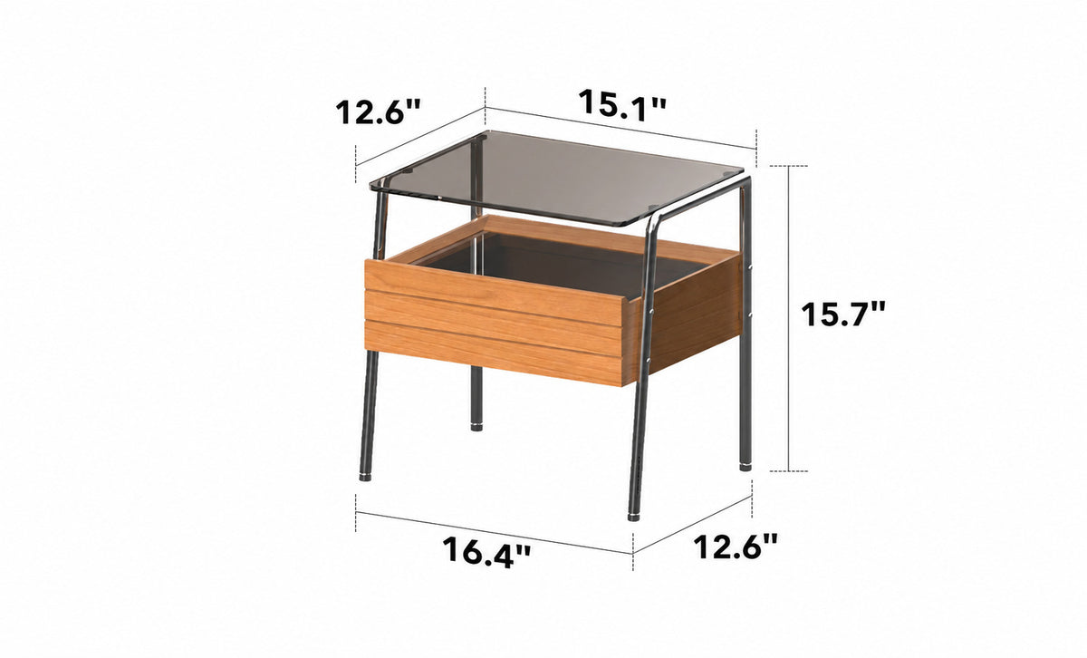 Bauhaus Cherry Wood Side Table MIRROR LAKE Size Chart