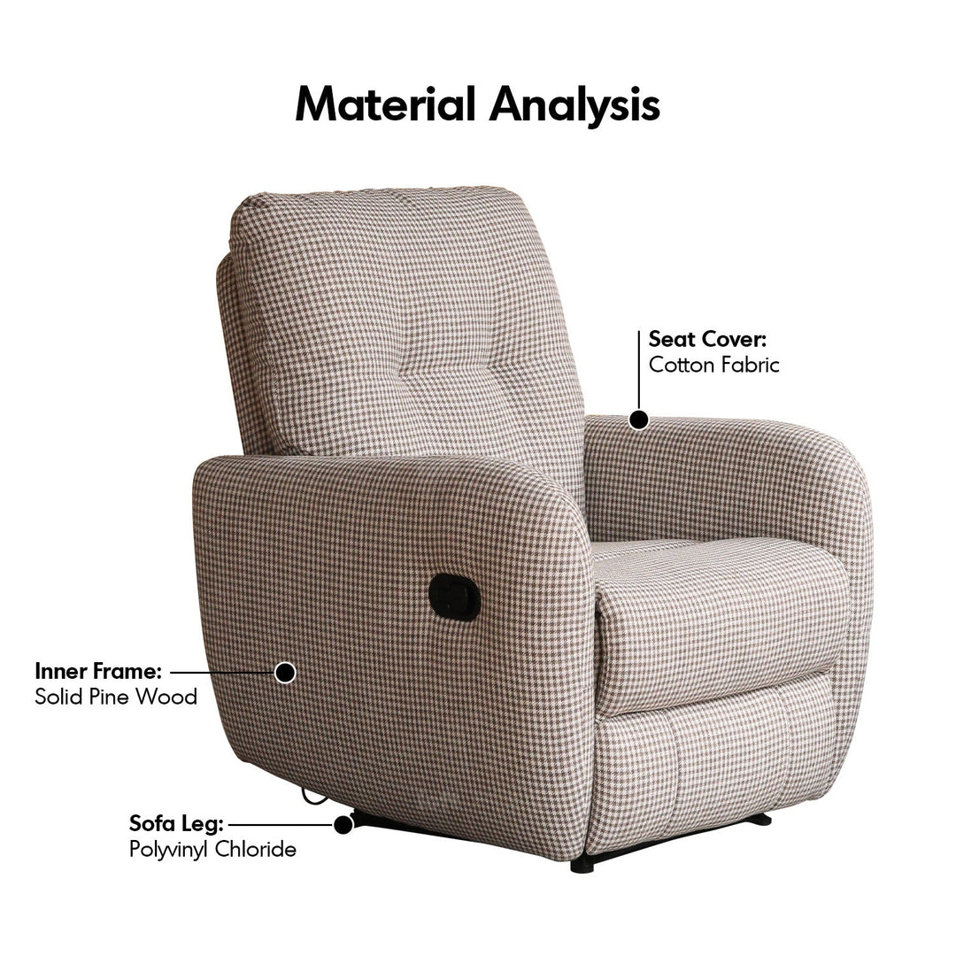 Cream Cotton Fabric Recliner 1 Seater Sofa LIBERTY