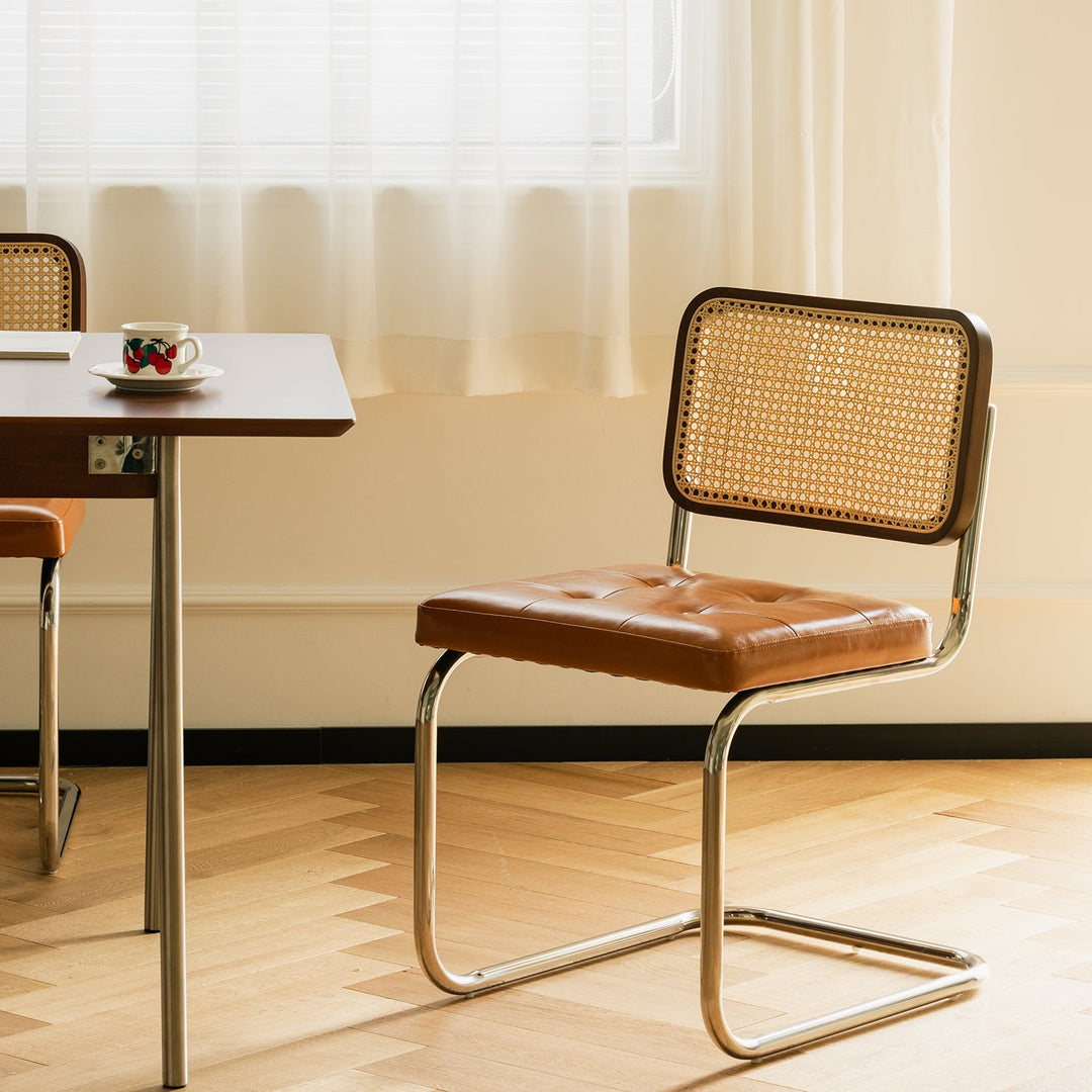 Vintage Rattan PU Leather Dining Chair HOH XIL