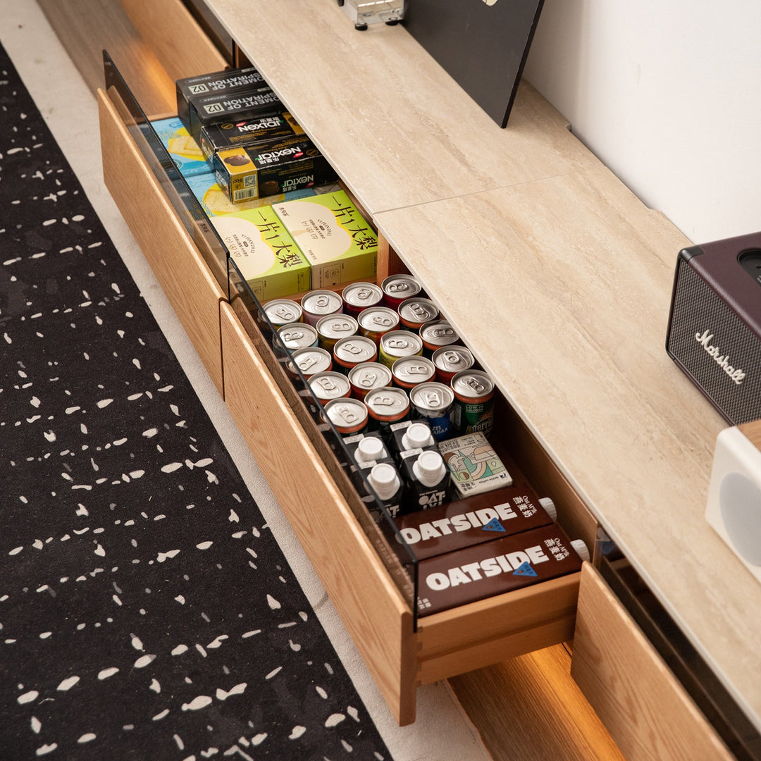 Scandinavian Oak Wood TV Console FLOATING LIGHT