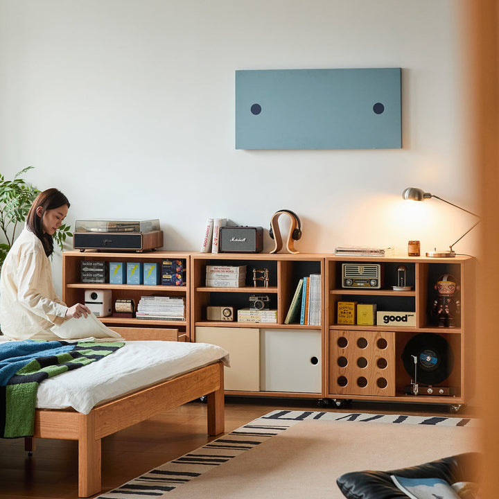 Scandinavian Cherry Wood Wheel Mobility Cabinet TIME