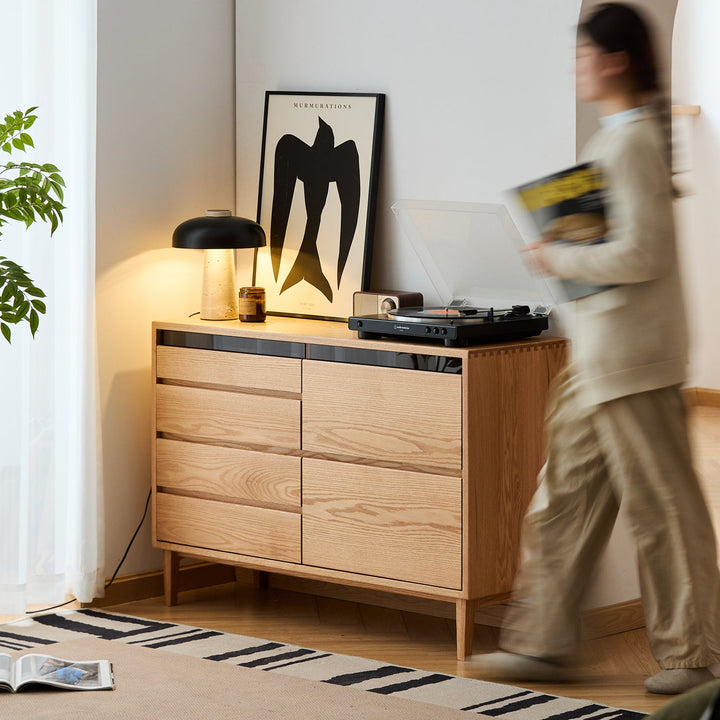 Scandinavian Oak Wood Chest Of 6 Drawers FLOATING LIGHT