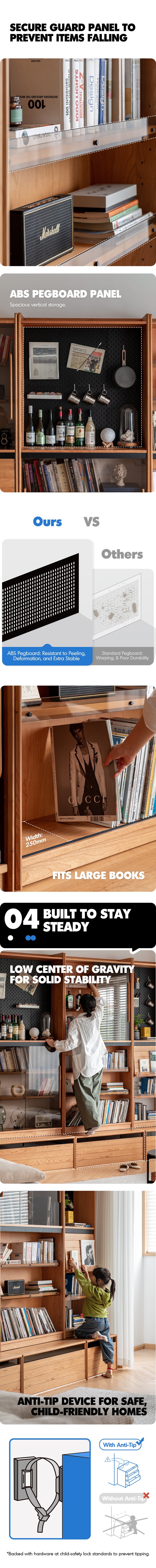 Scandinavian Cherry Wood Bookshelf STORY More Details and Instruction_11