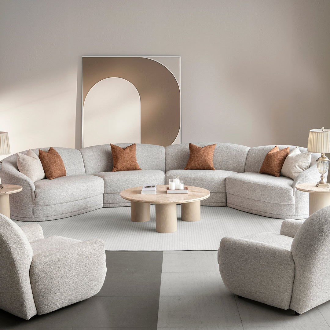 Modern Boucle Fabric Modular Sectional 6 Seater Sofa CURVA