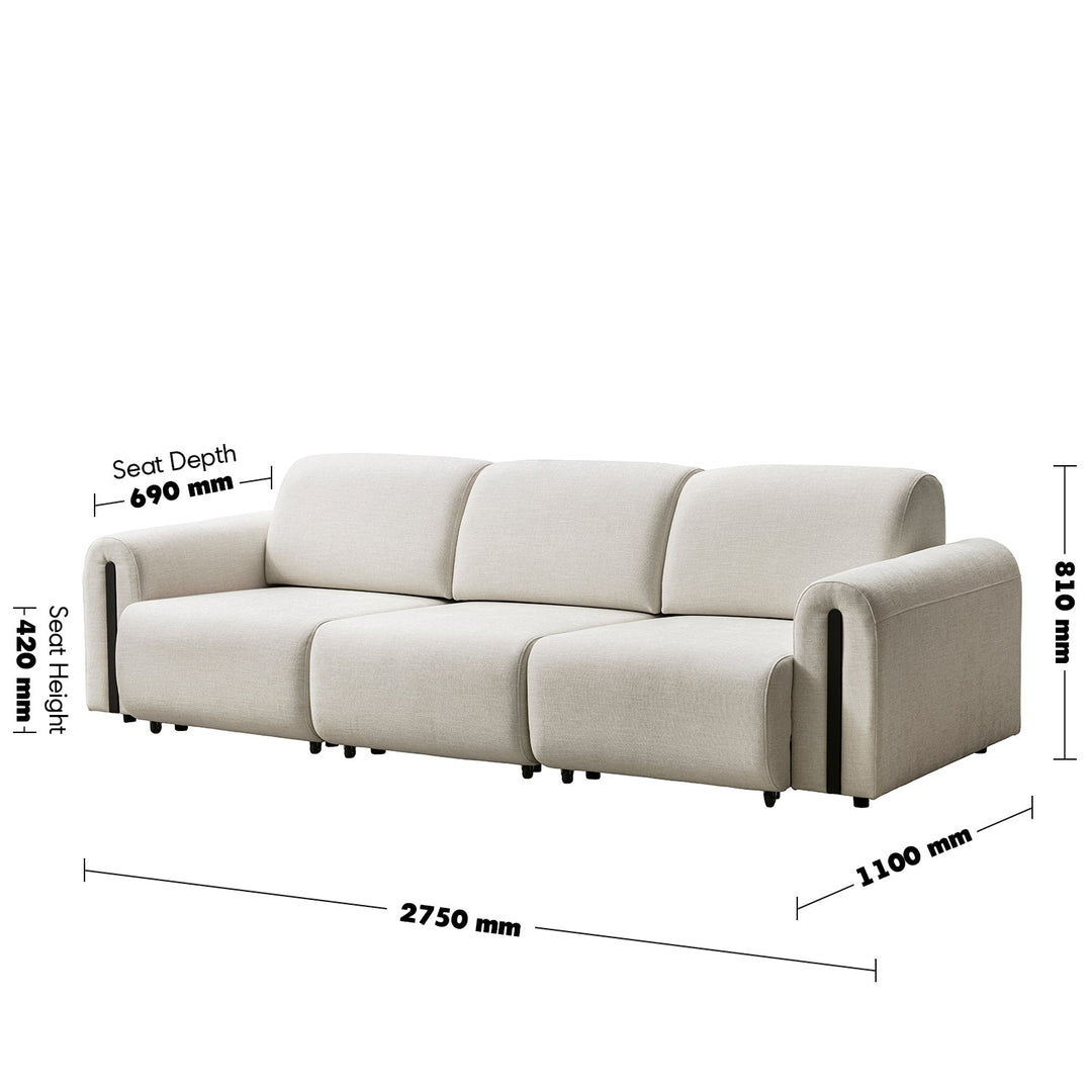 Modern Mixed Weave Fabric Electional Sectional 3 Seater Sofa Bed PLAINA