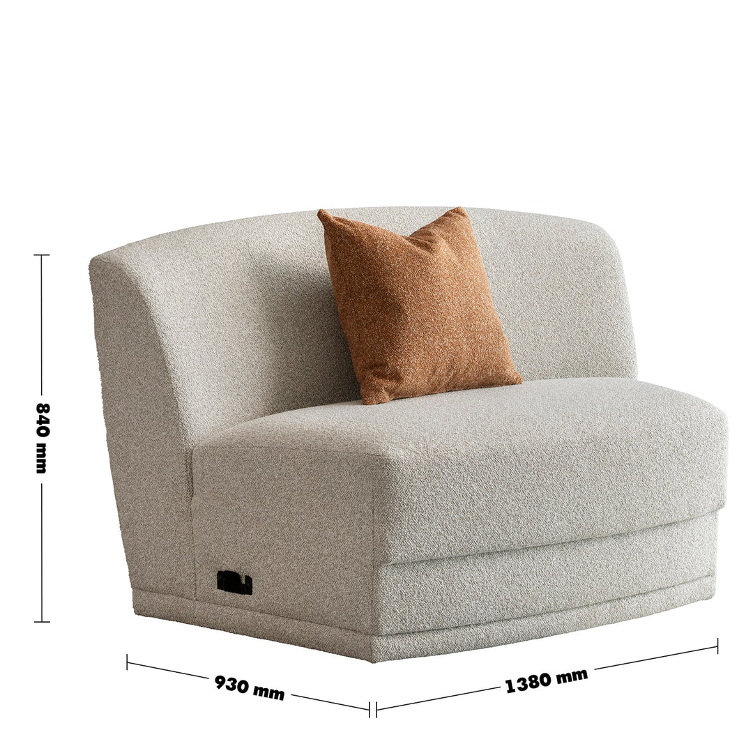 Modern Boucle Fabric Modular Armless 1 Seater Sofa CURVA