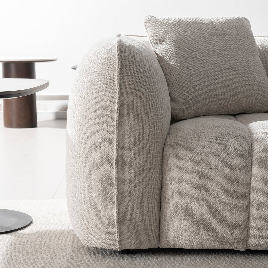 Cream Mixed Weave Fabric 1 Seater Sofa PUDDY