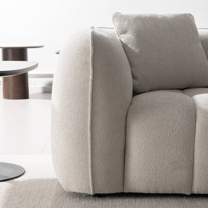 Cream Mixed Weave Fabric 1 Seater Sofa PUDDY