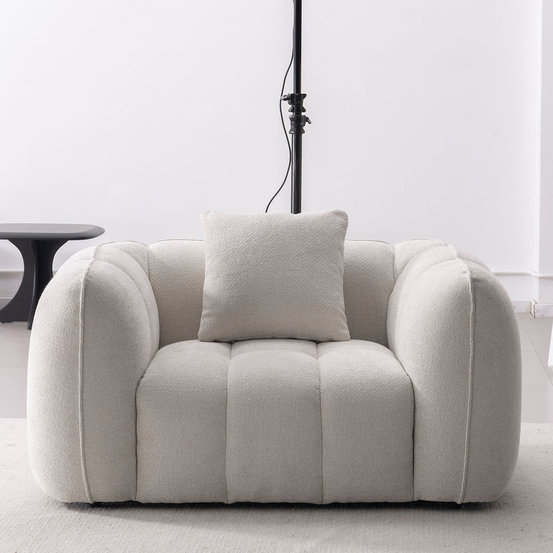 Cream Mixed Weave Fabric 1 Seater Sofa PUDDY