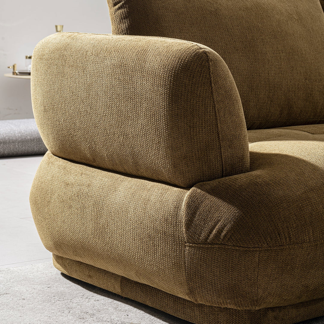 Cream cotton fabric modular l shape sectional sofa 3+l mossy with context.