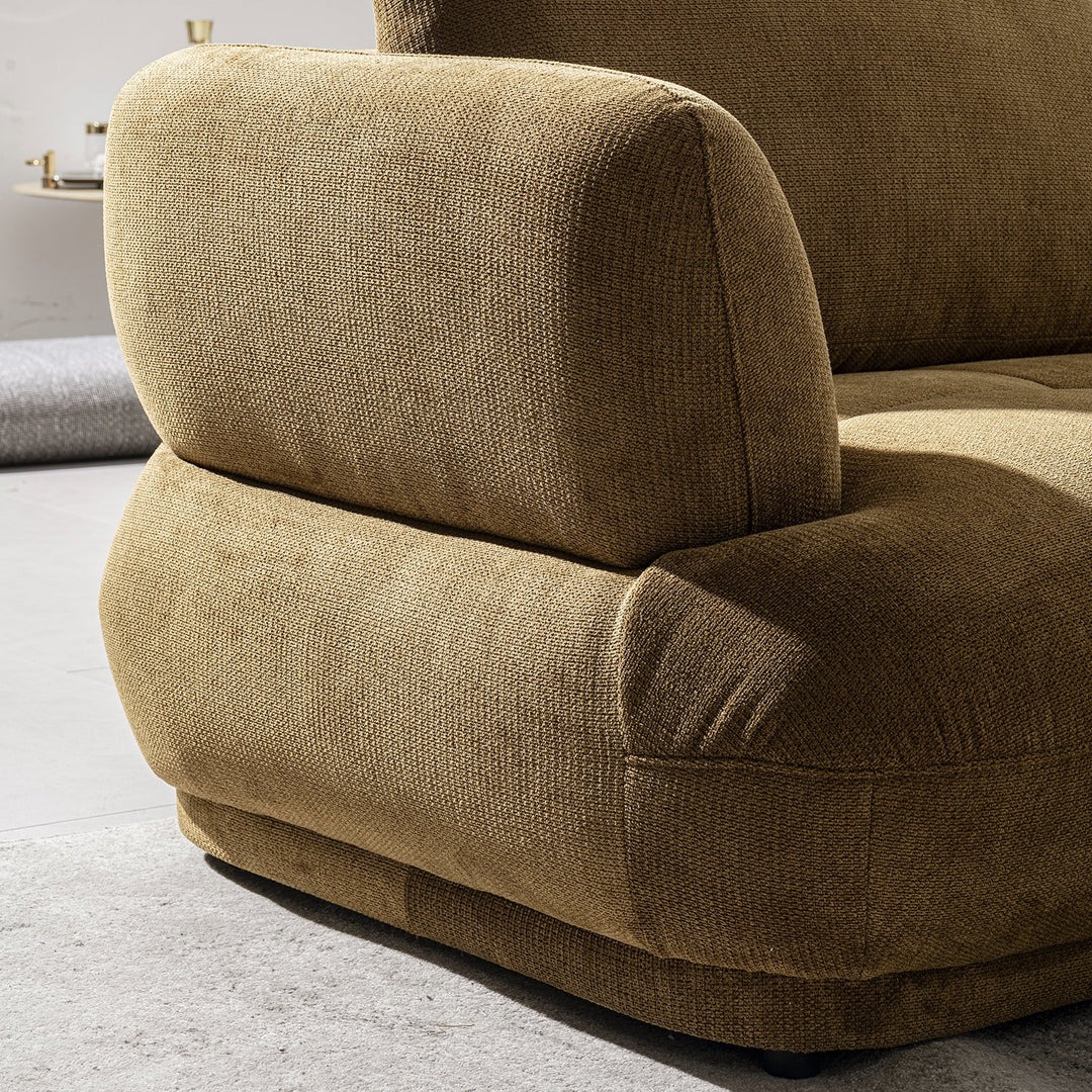 Cream Cotton Fabric Modular Chaise 2 Seater Sofa MOSSY