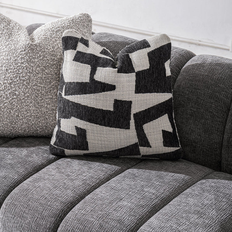 Modern velvet fabric sectional 4 seater sofa raven in details.