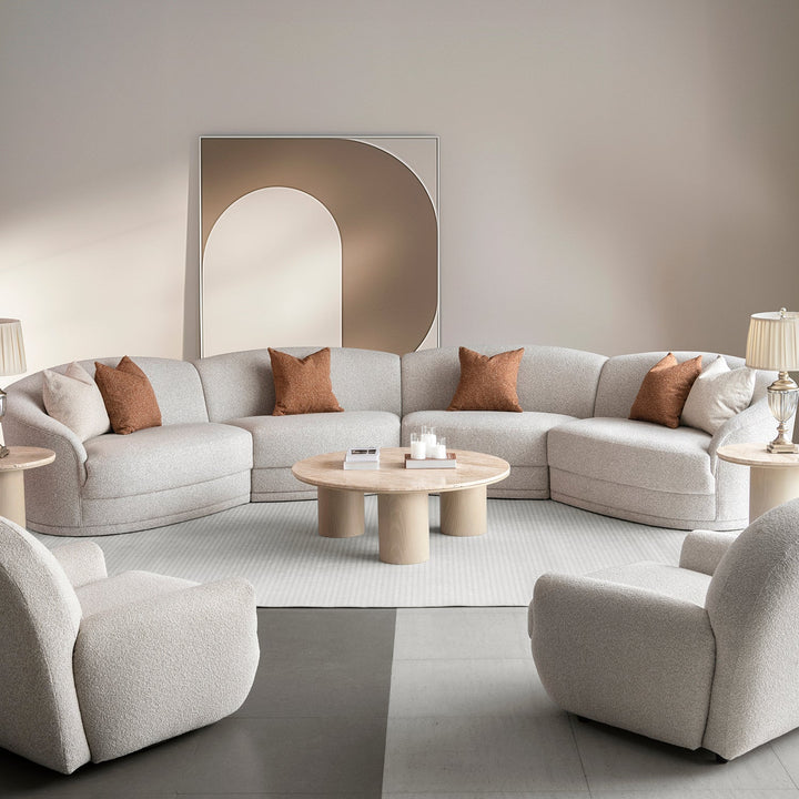 Modern Boucle Fabric Modular Corner 1 Seater Sofa CURVA