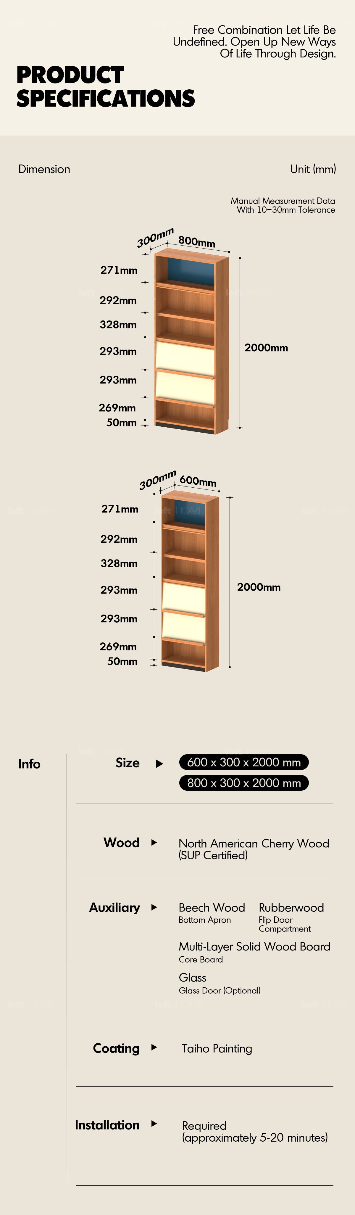 Scandinavian Cherry Wood Bookshelf TIMELESS More Details and Instruction_12