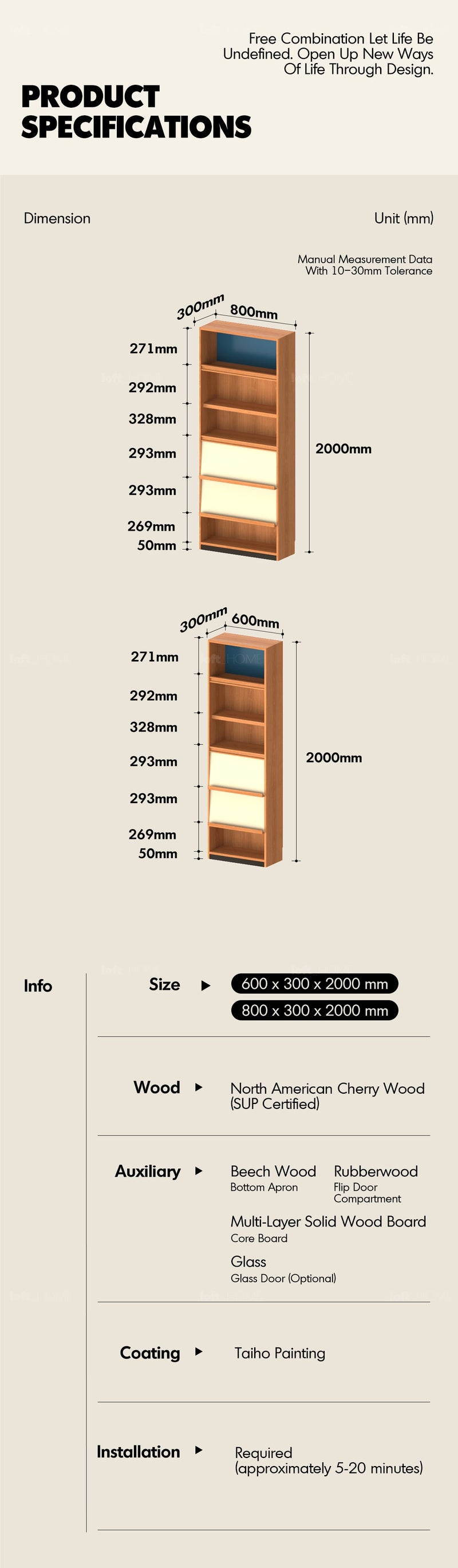 Scandinavian Cherry Wood Bookshelf TIME More Details and Instruction_12