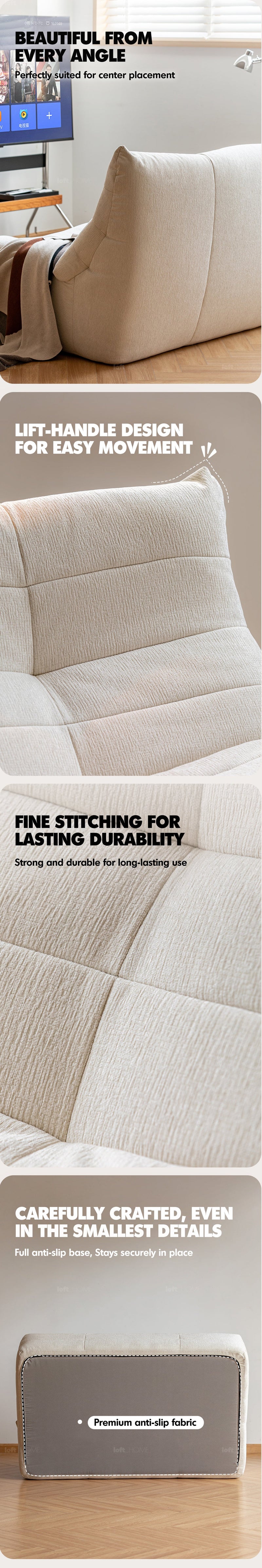 Cream Chenille Velvet Fabric 2 Seater Sofa CURLY More Details and Instruction_12