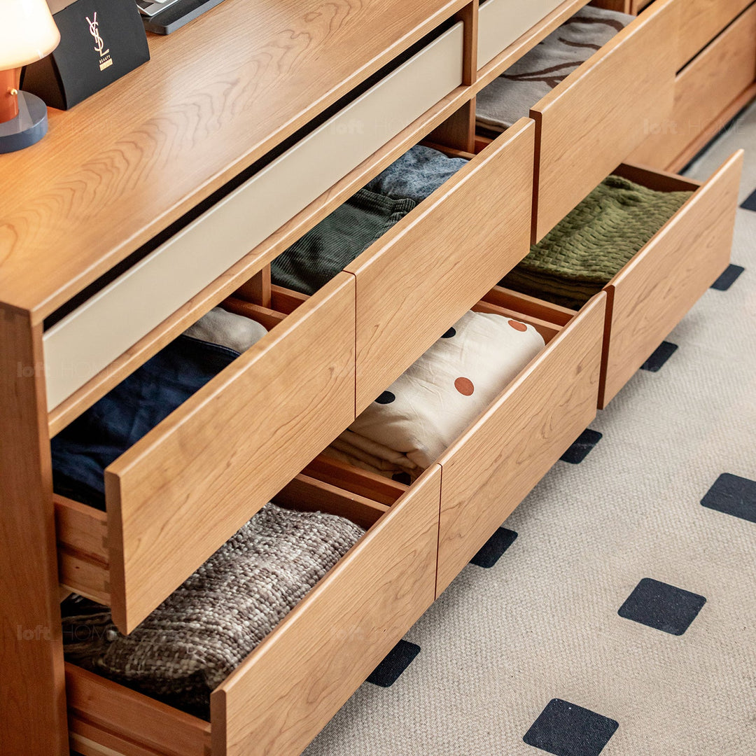 Scandinavian cherry wood chest of drawers timeless 9 detail 1.