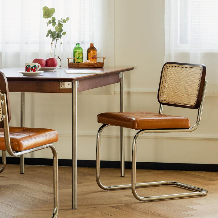 Vintage Rattan PU Leather Dining Chair HOH XIL